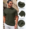 image:imageCOOFANDY Mens Mock Turtleneck Sweater Short Sleeve Casual Knit Tee Slim Fit Cable Ribbed Texture Pullover TopsArmy Green