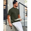image:imageCOOFANDY Mens Mock Turtleneck Sweater Short Sleeve Casual Knit Tee Slim Fit Cable Ribbed Texture Pullover TopsArmy Green
