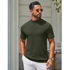 image:imageCOOFANDY Mens Mock Turtleneck Sweater Short Sleeve Casual Knit Tee Slim Fit Cable Ribbed Texture Pullover TopsArmy Green