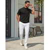 image:imageCOOFANDY Mens Mock Turtleneck Sweater Short Sleeve Casual Knit Tee Slim Fit Cable Ribbed Texture Pullover TopsBlack