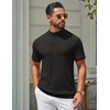 image:imageCOOFANDY Mens Mock Turtleneck Sweater Short Sleeve Casual Knit Tee Slim Fit Cable Ribbed Texture Pullover TopsBlack