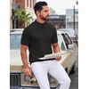 image:imageCOOFANDY Mens Mock Turtleneck Sweater Short Sleeve Casual Knit Tee Slim Fit Cable Ribbed Texture Pullover TopsBlack