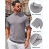 image:imageCOOFANDY Mens Mock Turtleneck Sweater Short Sleeve Casual Knit Tee Slim Fit Cable Ribbed Texture Pullover TopsLight Gray