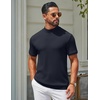 image:imageCOOFANDY Mens Mock Turtleneck Sweater Short Sleeve Casual Knit Tee Slim Fit Cable Ribbed Texture Pullover TopsNavy Blue