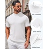 image:imageCOOFANDY Mens Mock Turtleneck Sweater Short Sleeve Casual Knit Tee Slim Fit Cable Ribbed Texture Pullover TopsWhite