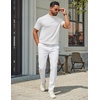 image:imageCOOFANDY Mens Mock Turtleneck Sweater Short Sleeve Casual Knit Tee Slim Fit Cable Ribbed Texture Pullover TopsWhite