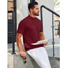 image:imageCOOFANDY Mens Mock Turtleneck Sweater Short Sleeve Casual Knit Tee Slim Fit Cable Ribbed Texture Pullover TopsWine Red