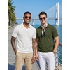 image:imageCOOFANDY Mens Polo Sweater Casual V Neck Summer Short Sleeve Beach Vacation Tops Cotton Collared Dress Work Golf SweaterArmy Green