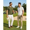 image:imageCOOFANDY Mens Polo Sweater Casual V Neck Summer Short Sleeve Beach Vacation Tops Cotton Collared Dress Work Golf SweaterArmy Green