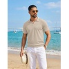 image:imageCOOFANDY Mens Polo Sweater Casual V Neck Summer Short Sleeve Beach Vacation Tops Cotton Collared Dress Work Golf SweaterBeige