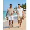 image:imageCOOFANDY Mens Polo Sweater Casual V Neck Summer Short Sleeve Beach Vacation Tops Cotton Collared Dress Work Golf SweaterBeige