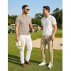 image:imageCOOFANDY Mens Polo Sweater Casual V Neck Summer Short Sleeve Beach Vacation Tops Cotton Collared Dress Work Golf SweaterBeige