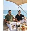 image:imageCOOFANDY Mens Polo Sweater Casual V Neck Summer Short Sleeve Beach Vacation Tops Cotton Collared Dress Work Golf SweaterBlack