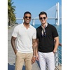 image:imageCOOFANDY Mens Polo Sweater Casual V Neck Summer Short Sleeve Beach Vacation Tops Cotton Collared Dress Work Golf SweaterBlack