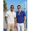 image:imageCOOFANDY Mens Polo Sweater Casual V Neck Summer Short Sleeve Beach Vacation Tops Cotton Collared Dress Work Golf SweaterBlue