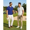 image:imageCOOFANDY Mens Polo Sweater Casual V Neck Summer Short Sleeve Beach Vacation Tops Cotton Collared Dress Work Golf SweaterBlue
