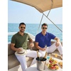 image:imageCOOFANDY Mens Polo Sweater Casual V Neck Summer Short Sleeve Beach Vacation Tops Cotton Collared Dress Work Golf SweaterBlue
