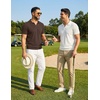 image:imageCOOFANDY Mens Polo Sweater Casual V Neck Summer Short Sleeve Beach Vacation Tops Cotton Collared Dress Work Golf SweaterLight Brown