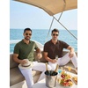 image:imageCOOFANDY Mens Polo Sweater Casual V Neck Summer Short Sleeve Beach Vacation Tops Cotton Collared Dress Work Golf SweaterLight Brown