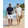 image:imageCOOFANDY Mens Polo Sweater Casual V Neck Summer Short Sleeve Beach Vacation Tops Cotton Collared Dress Work Golf SweaterNavy