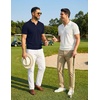 image:imageCOOFANDY Mens Polo Sweater Casual V Neck Summer Short Sleeve Beach Vacation Tops Cotton Collared Dress Work Golf SweaterNavy
