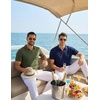 image:imageCOOFANDY Mens Polo Sweater Casual V Neck Summer Short Sleeve Beach Vacation Tops Cotton Collared Dress Work Golf SweaterNavy