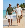 image:imageCOOFANDY Mens Polo Sweater Casual V Neck Summer Short Sleeve Beach Vacation Tops Cotton Collared Dress Work Golf SweaterWhite