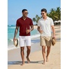 image:imageCOOFANDY Mens Polo Sweater Casual V Neck Summer Short Sleeve Beach Vacation Tops Cotton Collared Dress Work Golf SweaterWine Red