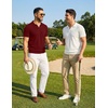 image:imageCOOFANDY Mens Polo Sweater Casual V Neck Summer Short Sleeve Beach Vacation Tops Cotton Collared Dress Work Golf SweaterWine Red
