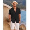 image:imageCOOFANDY Mens Ribbed Button Down Shirts Short Sleeve Casual Shirt with Pocket Summer Beach Camp TopsBlack