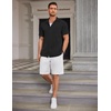 image:imageCOOFANDY Mens Ribbed Button Down Shirts Short Sleeve Casual Shirt with Pocket Summer Beach Camp TopsBlack