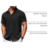 image:imageCOOFANDY Mens Short Sleeve Button Down Shirts Waffle Shirt Casual Beach Summer Shirts Wrinkle Free Vacation ShirtsAblack