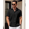 image:imageCOOFANDY Mens Short Sleeve Button Down Shirts Waffle Shirt Casual Beach Summer Shirts Wrinkle Free Vacation ShirtsAblack