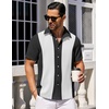 image:imageCOOFANDY Mens Short Sleeve Button Down Shirts Waffle Shirt Casual Beach Summer Shirts Wrinkle Free Vacation ShirtsBlack White