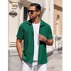 image:imageCOOFANDY Mens Short Sleeve Button Down Shirts Waffle Shirt Casual Beach Summer Shirts Wrinkle Free Vacation ShirtsGreen