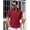 image:imageCOOFANDY Mens Short Sleeve Button Down Shirts Waffle Shirt Casual Beach Summer Shirts Wrinkle Free Vacation ShirtsWine Red