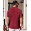 image:imageCOOFANDY Mens Short Sleeve Button Down Shirts Waffle Shirt Casual Beach Summer Shirts Wrinkle Free Vacation ShirtsWine Red