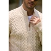 image:imageCOOFANDY Mens Sweater Quarter Zip Pullover Casual Cable Knit Dress Sweater  Mock Neck Long Sleeve 14 Zip Sweater Polo Sweater 2026 Fall Fashion Slim Fit Lightweight Business Casual Work DailyLight Khaki