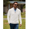 image:imageCOOFANDY Mens Sweater Quarter Zip Pullover Casual Cable Knit Dress Sweater  Mock Neck Long Sleeve 14 Zip Sweater Polo Sweater 2026 Fall Fashion Slim Fit Lightweight Business Casual Work DailyWhite
