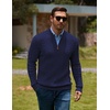 image:imageCOOFANDY Mens Sweater Quarter Zip Pullover Casual Cable Knit Dress Sweater  Mock Neck Long Sleeve 14 Zip Sweater Polo Sweater 2026 Fall Fashion Slim Fit Lightweight Business Casual Work DailyDeep Ocean Blue