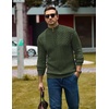 image:imageCOOFANDY Mens Sweater Quarter Zip Pullover Casual Cable Knit Dress Sweater  Mock Neck Long Sleeve 14 Zip Sweater Polo Sweater 2026 Fall Fashion Slim Fit Lightweight Business Casual Work DailyArmy Green