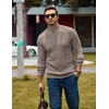 image:imageCOOFANDY Mens Sweater Quarter Zip Pullover Casual Cable Knit Dress Sweater  Mock Neck Long Sleeve 14 Zip Sweater Polo Sweater 2026 Fall Fashion Slim Fit Lightweight Business Casual Work DailyDark Khaki