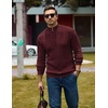 image:imageCOOFANDY Mens Sweater Quarter Zip Pullover Casual Cable Knit Dress Sweater  Mock Neck Long Sleeve 14 Zip Sweater Polo Sweater 2026 Fall Fashion Slim Fit Lightweight Business Casual Work DailyWine Red
