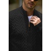 image:imageCOOFANDY Mens Sweater Quarter Zip Pullover Casual Cable Knit Dress Sweater  Mock Neck Long Sleeve 14 Zip Sweater Polo Sweater 2026 Fall Fashion Slim Fit Lightweight Business Casual Work DailyBlack