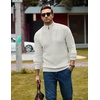 image:imageCOOFANDY Mens Sweater Quarter Zip Pullover Casual Cable Knit Dress Sweater  Mock Neck Long Sleeve 14 Zip Sweater Polo Sweater 2026 Fall Fashion Slim Fit Lightweight Business Casual Work DailyWhite