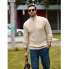 image:imageCOOFANDY Mens Sweater Quarter Zip Pullover Casual Cable Knit Dress Sweater  Mock Neck Long Sleeve 14 Zip Sweater Polo Sweater 2026 Fall Fashion Slim Fit Lightweight Business Casual Work DailyLight Khaki