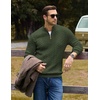 image:imageCOOFANDY Mens Sweater Quarter Zip Pullover Casual Cable Knit Dress Sweater  Mock Neck Long Sleeve 14 Zip Sweater Polo Sweater 2026 Fall Fashion Slim Fit Lightweight Business Casual Work DailyArmy Green