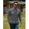 image:imageCOOFANDY Mens Sweater Quarter Zip Pullover Casual Cable Knit Dress Sweater  Mock Neck Long Sleeve 14 Zip Sweater Polo Sweater 2026 Fall Fashion Slim Fit Lightweight Business Casual Work DailyHeather Gray