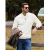 image:imageCOOFANDY Mens Sweater Quarter Zip Pullover Casual Cable Knit Dress Sweater  Mock Neck Long Sleeve 14 Zip Sweater Polo Sweater 2026 Fall Fashion Slim Fit Lightweight Business Casual Work DailyWhite