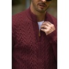 image:imageCOOFANDY Mens Sweater Quarter Zip Pullover Casual Cable Knit Dress Sweater  Mock Neck Long Sleeve 14 Zip Sweater Polo Sweater 2026 Fall Fashion Slim Fit Lightweight Business Casual Work DailyWine Red